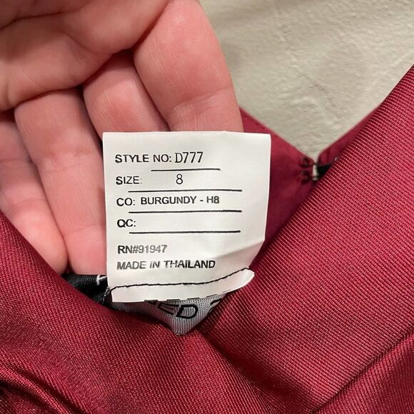 NWT Alfred Sung Draped Faux Wrap V-Neck Burgundy Cocktail Dress - Size: 8 - Picture 5 of 14